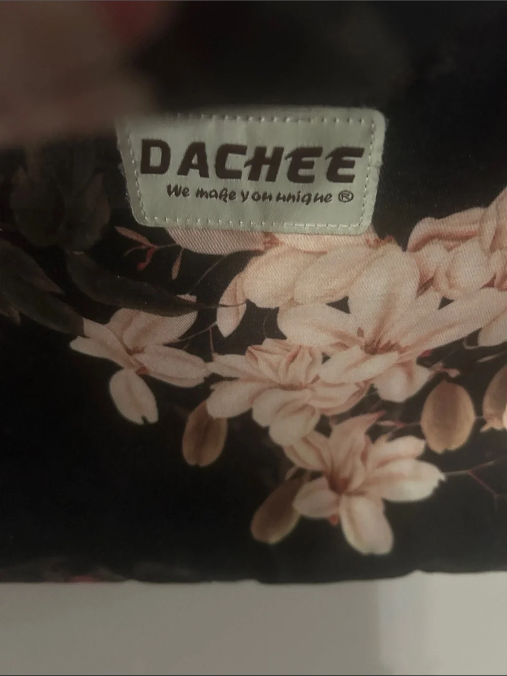 DAKINE Black Floral Laptop Shoulder Bag with Cream Strap